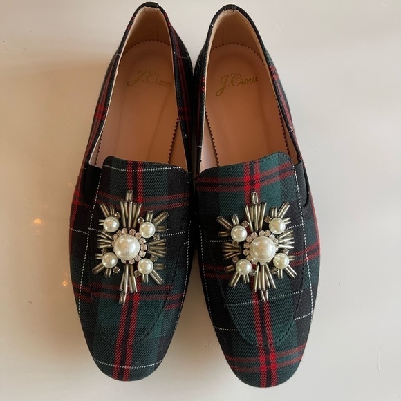 J crew Embellished Loafers in Festive Tartan Plaid - 6 - Picture 2 of 5